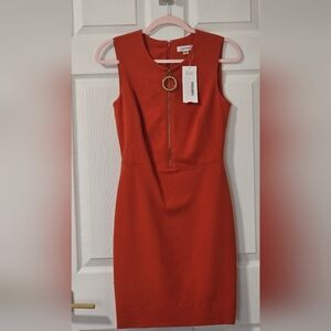 Calvin Klein Orange Zip Front Dress Size: 2